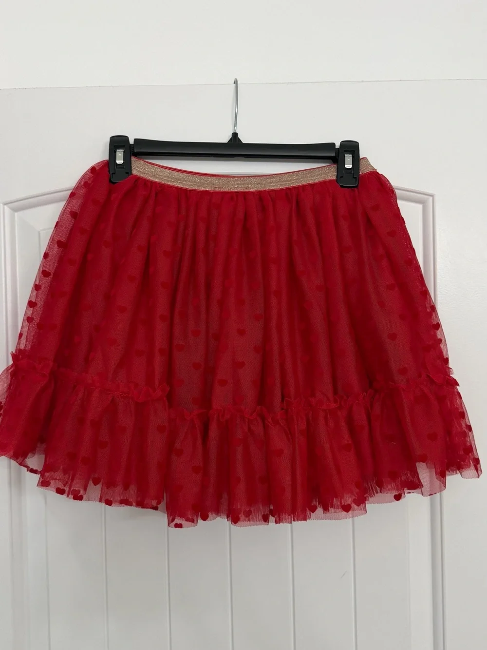 Gymboree Red Tulle Circle Skirt with Gold Elastic Waistband